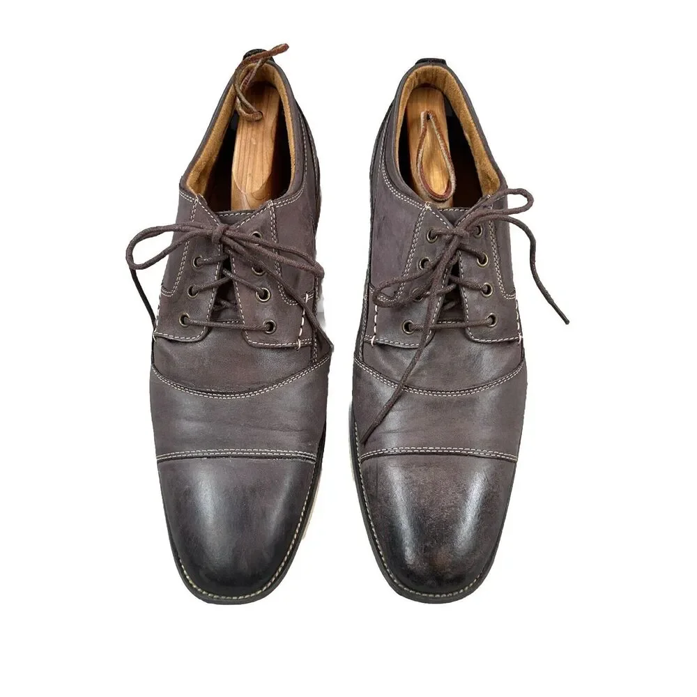 Steve Madden P-Kesslo Leather Oxford Dress Shoes Mens 11.5 Brown Cap Toe Work